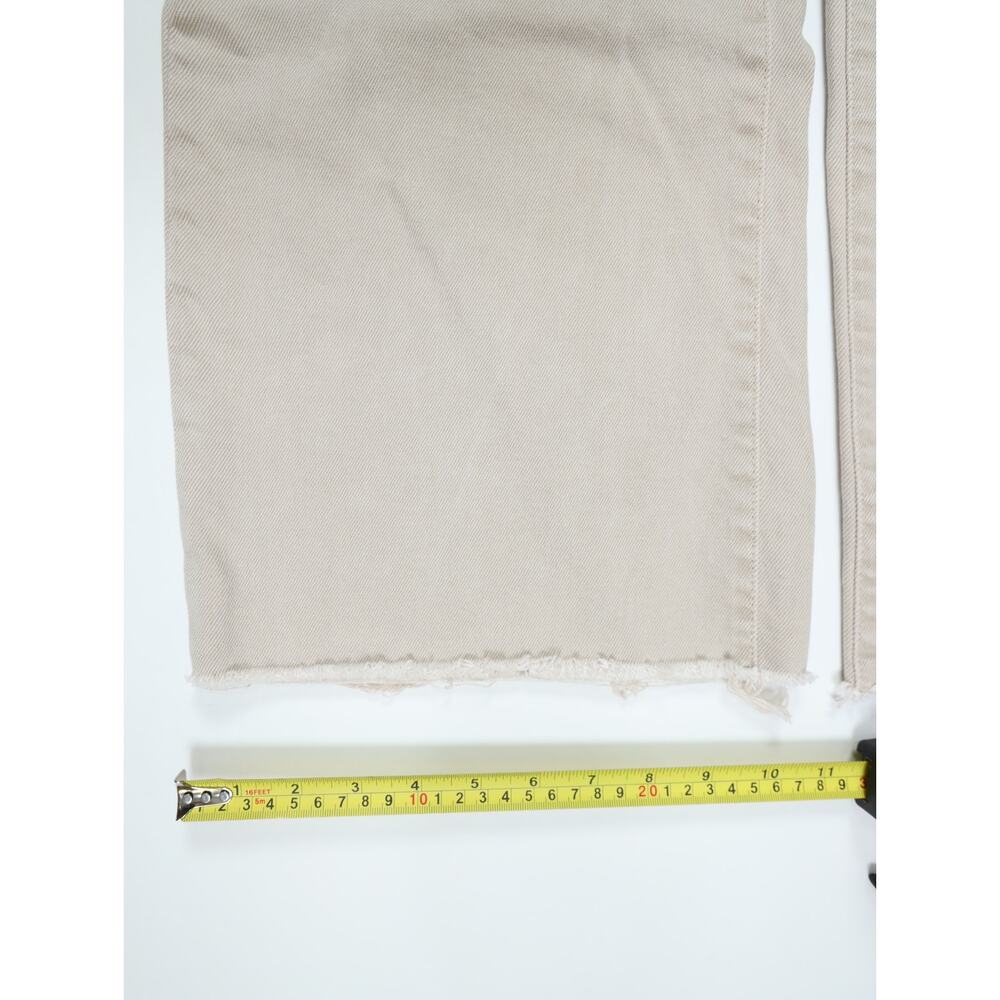 Good American Good Ease Relaxed Jean 0/25 Khaki Beige Raw Hem Wide Leg High Rise - Picture 10 of 14